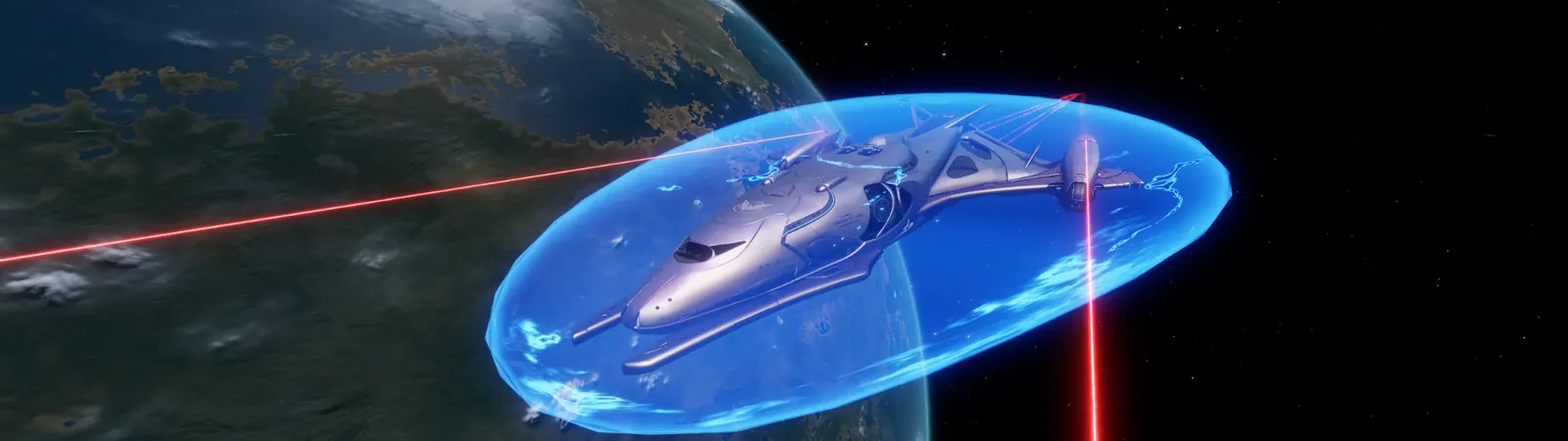 Crimson Cutlass combat ship under fire