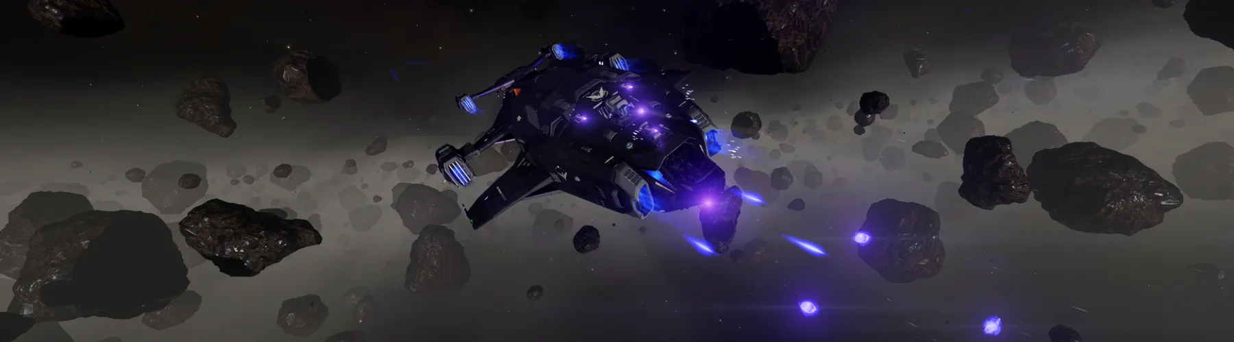 Nightshade Alliance Challenger bounty hunting in an asteroid field
